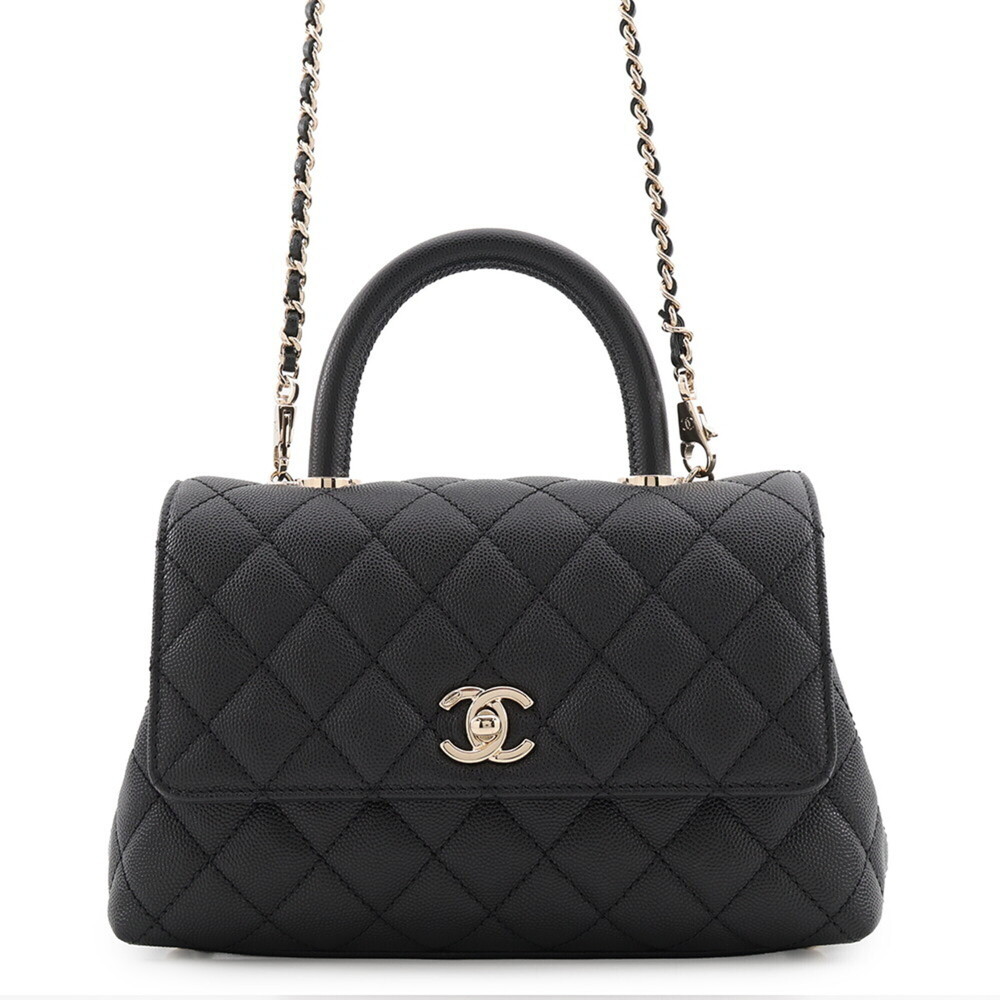 Chanel Matelassé handbag, Coco Mark, Handle, caviar leather, A92990, CHANEL 2...